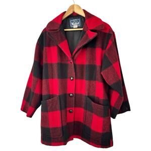 Woolrich Vintage Wool Winter Coat Button Front Buffalo Plaid Women’s Medium USA